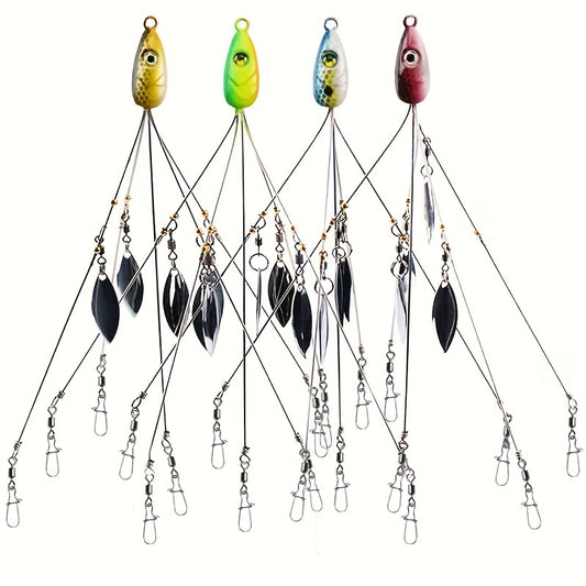 4pcs ABS Fishing Baits Sequin Five Claw for Umbrella Rigs