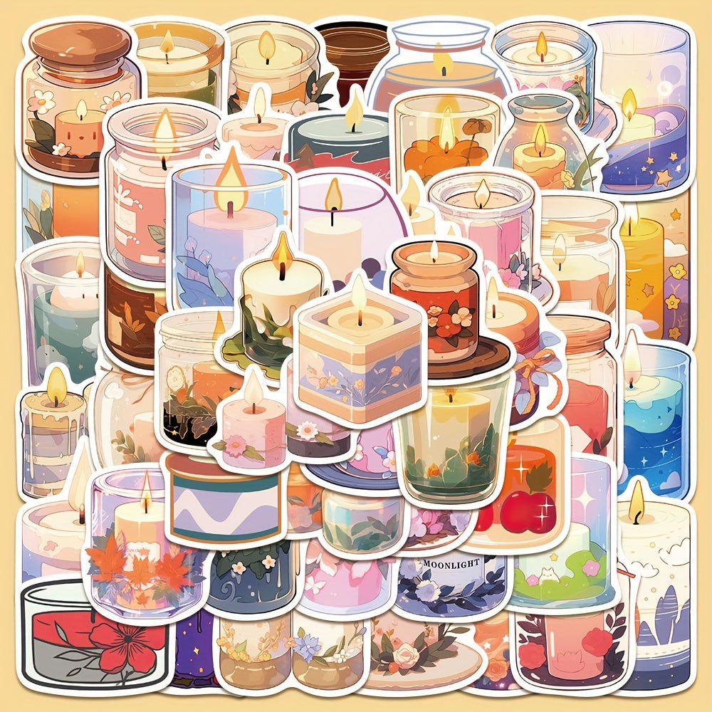 50pcs Fresh Aromatherapy Candle Series Stickers Laptop Helmet DIY Decoration