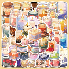 50pcs Fresh Aromatherapy Candle Series Stickers Laptop Helmet DIY Decoration