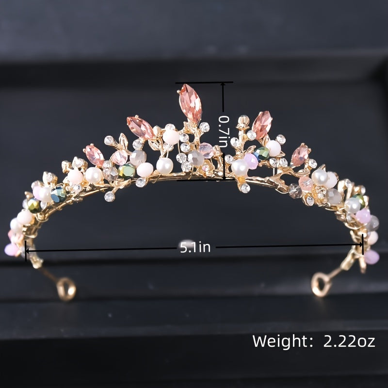 Bridal Rhinestone Pearl Headband Tiara Set