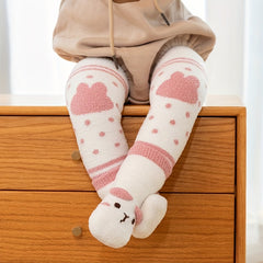 2pcs Baby Girls Coral Fleece Socks Knee Pads Set Infant Toddlers Sleep Socks