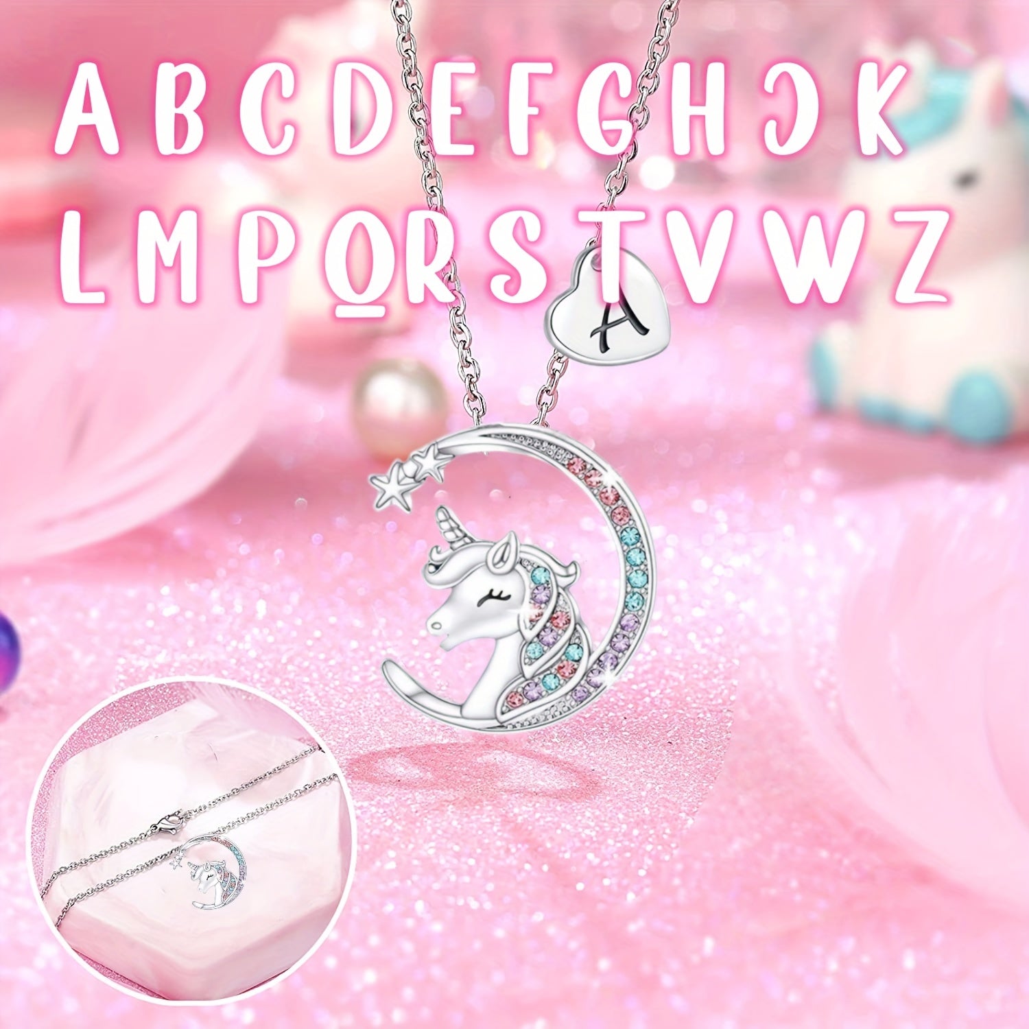 Unicorn Letter Pendant Necklace Decorative Accessories Gift