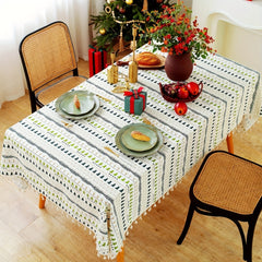 Bohemian Floral Tablecloth with Tassels - Stain Resistant