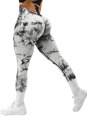 Tie Dye Scrunch Butt Lifting Leggings High Waisted Yoga Gym Pants