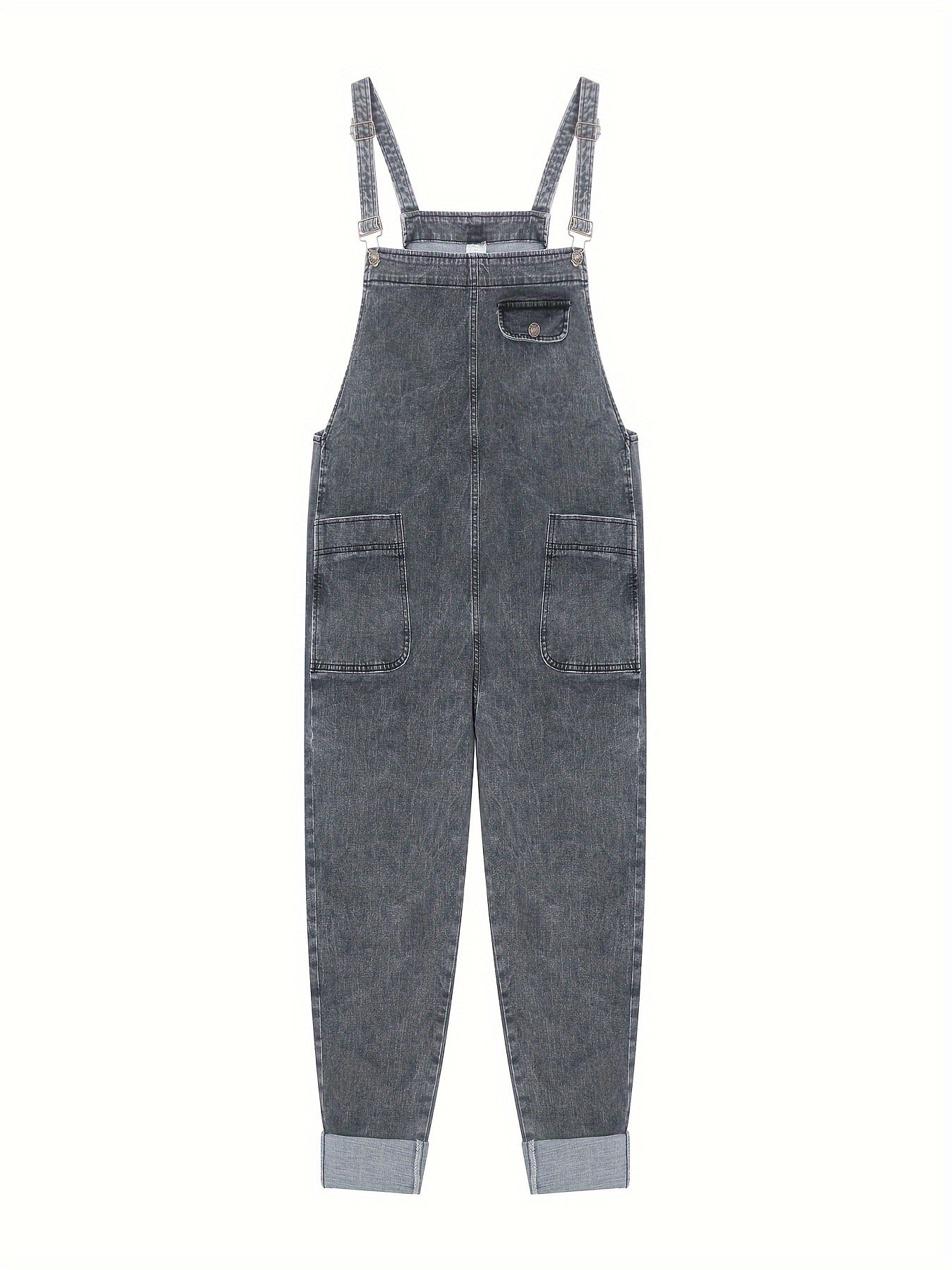 High Rise Straight Leg Denim Overalls Women's Plus