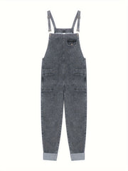 High Rise Straight Leg Denim Overalls Women's Plus