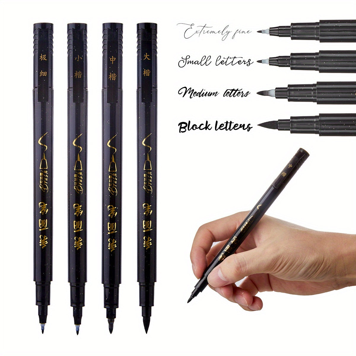 4pcs Hand Lettering Pens Set Waterproof Brush Markers for Calligraphy & Art