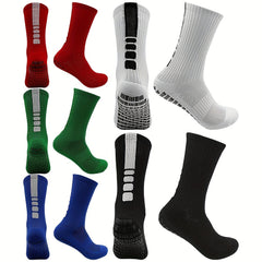 4 Pairs Non Slip Football Socks Breathable Crew Outdoor Sports Soccer Socks