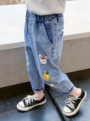 Baby Toddler Jeans Cartoon Graphic Casual Denim Pants