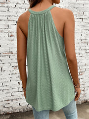 Embroidered Eyelet Tank Top Crew Neck Summer Sleeveless Casual Top