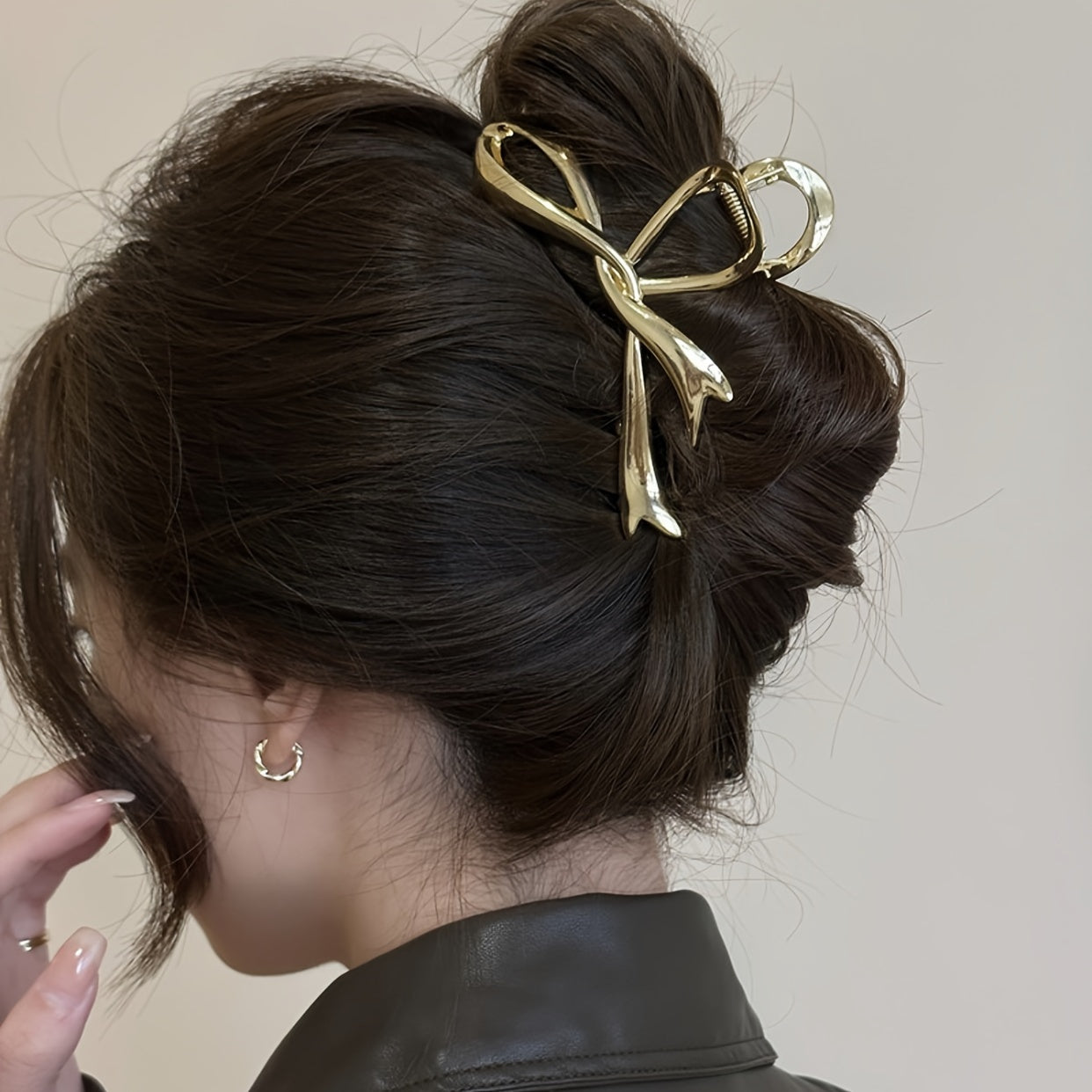 Minimalist Bow Ribbon Hair Claw Clip Non-slip Metal Hair Clip Women Girls