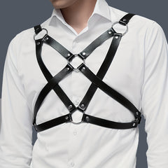 Men's PU Leather Suspenders Gothic Belt Adjustable Body Chest Belt