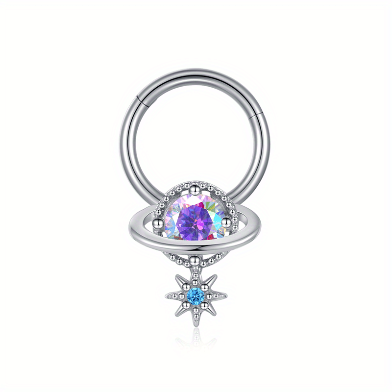 Zircon Inlaid Septum Nose Ring Body Piercing Jewelry