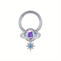 Zircon Inlaid Septum Nose Ring Body Piercing Jewelry