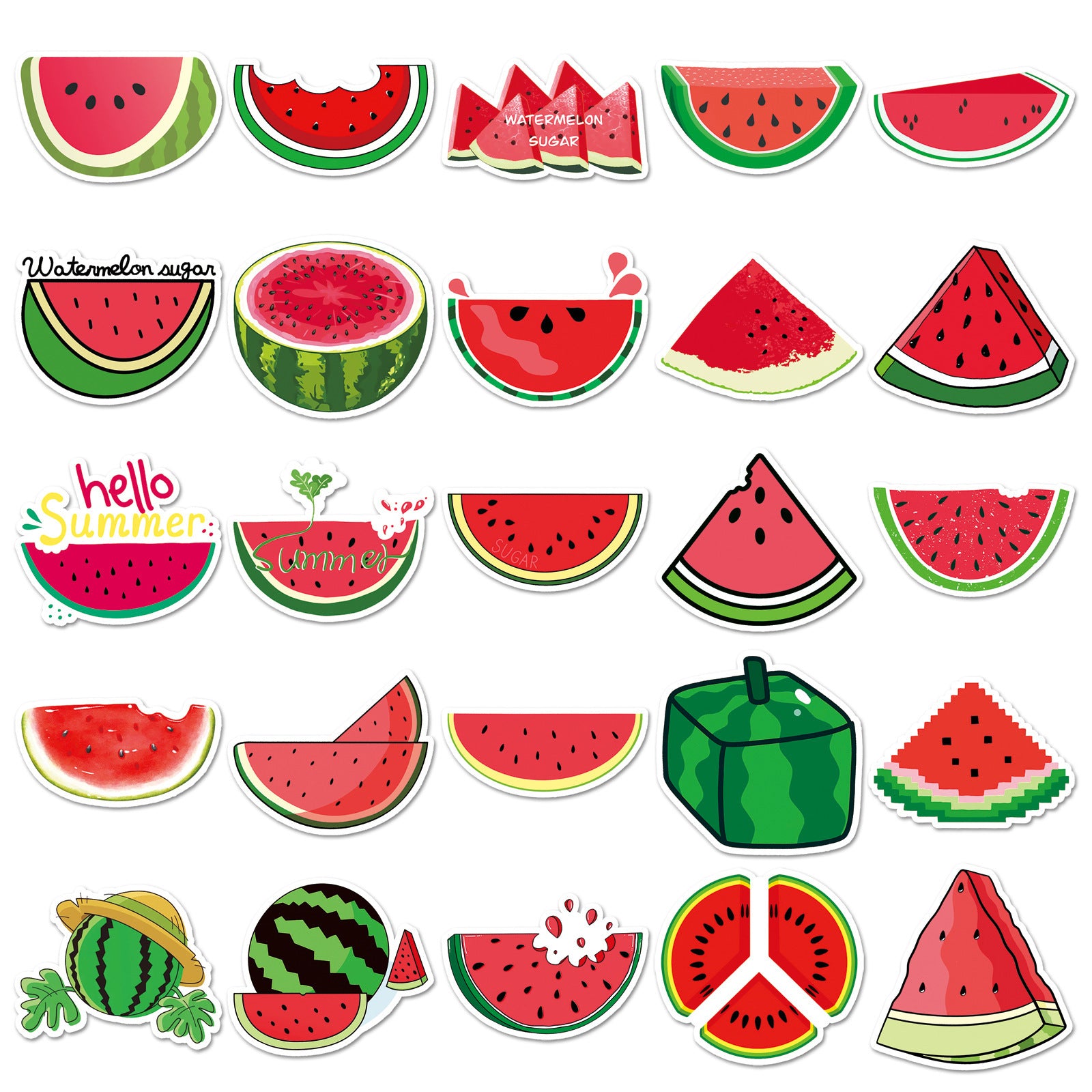 50pcs Watermelon Cartoon Stickers for DIY Projects Scrapbooking
