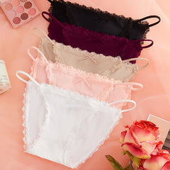 5pcs Lace Trim Briefs Stretchy Intimates Panties Women's Lingerie & Underwear