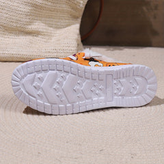 Halloween Horror Cat Pumpkin Print Plush Lined Furry Slip On Sneakers