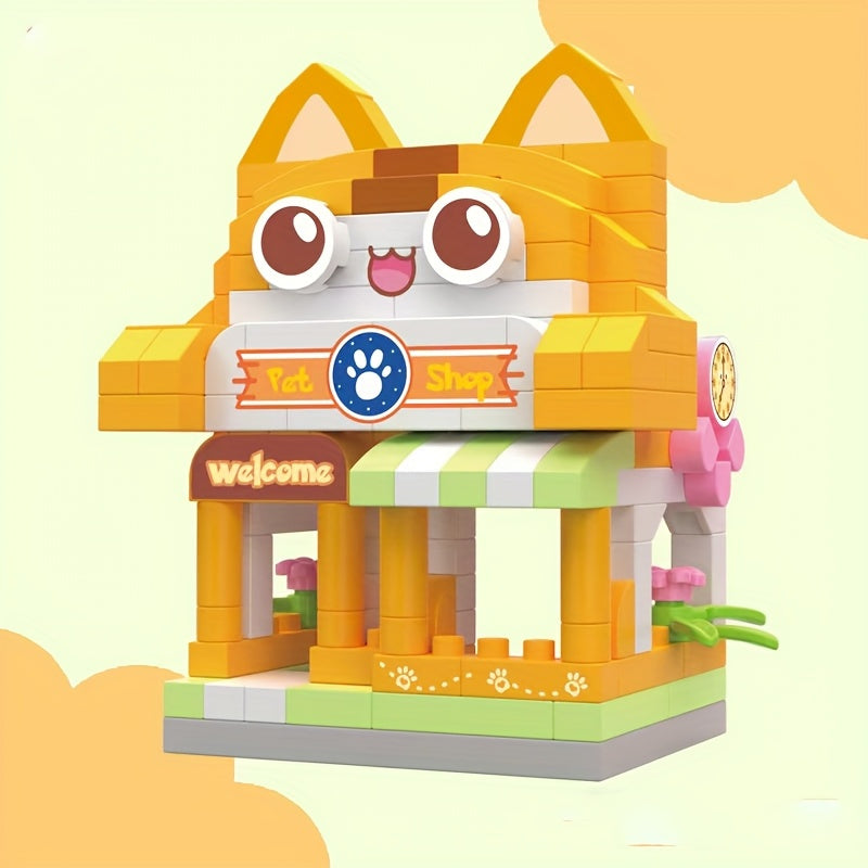 Urban Street Scene Building Block Model Toy DIY Ornament Desktop Gift