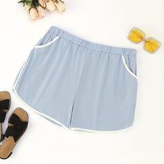 Colorblock Elastic Pajama Shorts