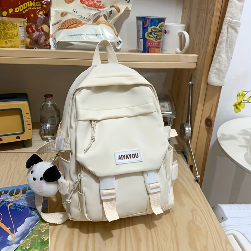 Preppy Style School Bag with Letter Patch