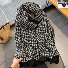 Geometric Pattern Wide Shawl Polyester Scarf