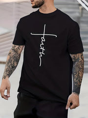 Faith Anchor Print Men's Graphic Crew Neck Tee