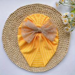 European American Soft Elastic Hat Baby Stripe Mesh Bow Girl Hat