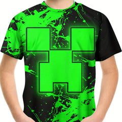Kids 3D Print Casual T-shirt Geo Graphic Tee