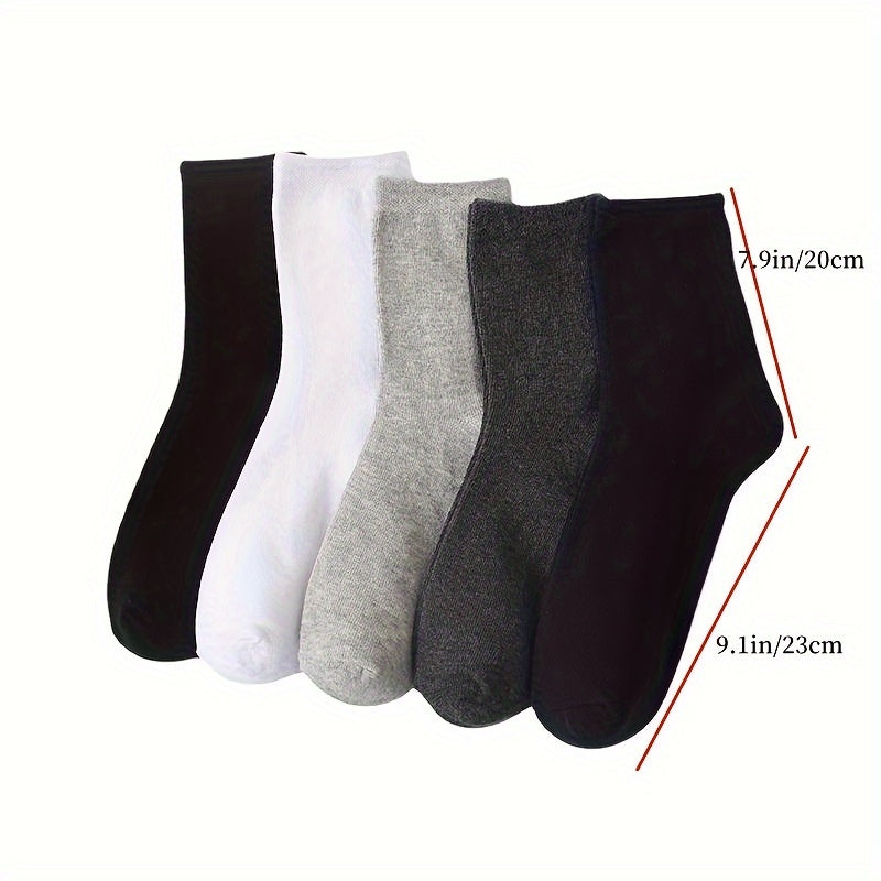 2 Pairs Plus Size Solid Crew Socks in Cotton