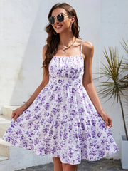Floral Print Ruched Cami Dress Sexy Sleeveless Summer Midi Dress Women