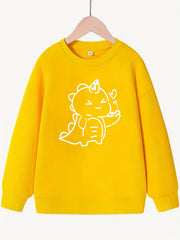Girls Dino Print Crew Neck Sweatshirt Long Sleeve Top Kids Spring Fall