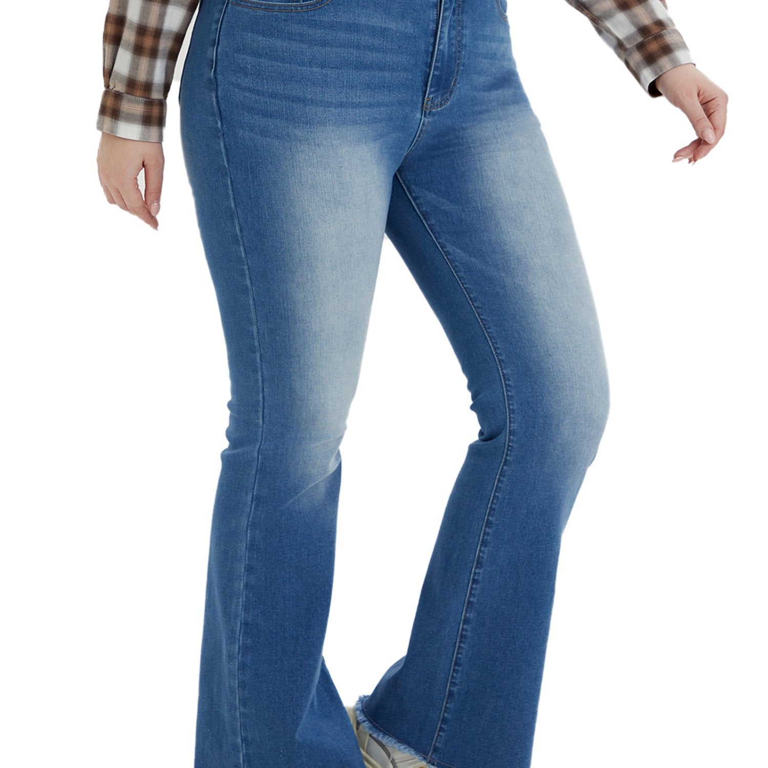 Women's Plus Fringe Trim Flared Leg Jeans