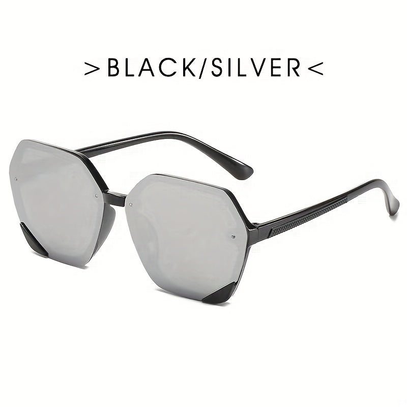 Polygonal Frame Sunglasses Colorful Ocean Piece Sunglasses