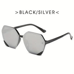 Polygonal Frame Sunglasses Colorful Ocean Piece Sunglasses