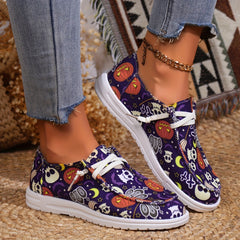 Halloween Pumpkin Print Slip On Sneakers Soft Comfortable Shoes
