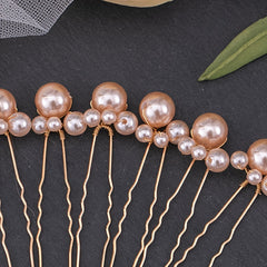 6pcs Faux Pearl U-shaped Hairpin Bridal Wedding Party Decorations