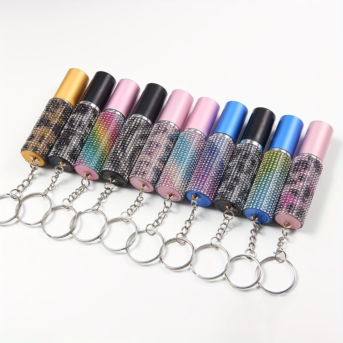 1PC Rhinestone Perfume Bottle Keychain 10ml
