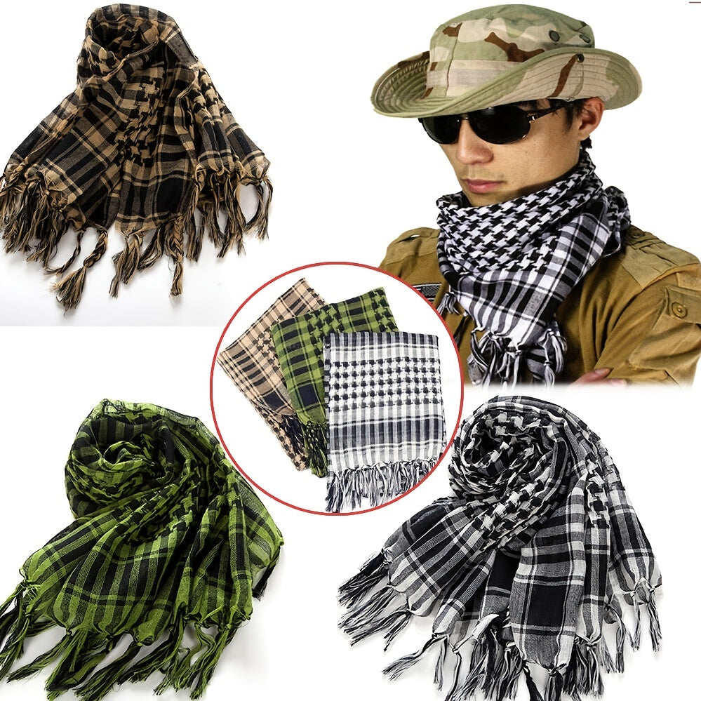 Plaid Tassel Scarf Military Shemagh Tactical Desert Keffiyeh Head Neck Scarf
