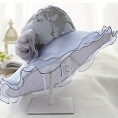 Layer Ruffle Sun Hat Flower Wide Brim Lace Bucket Hat French Style