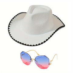 Y2K Cowboy Sunglasses Set with Jazz Fedora Cap & Cowgirl Felt Hat