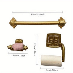 1:12 Dollhouse Bathroom Towel Rack Soap Paper Holder Golden Baroque Style