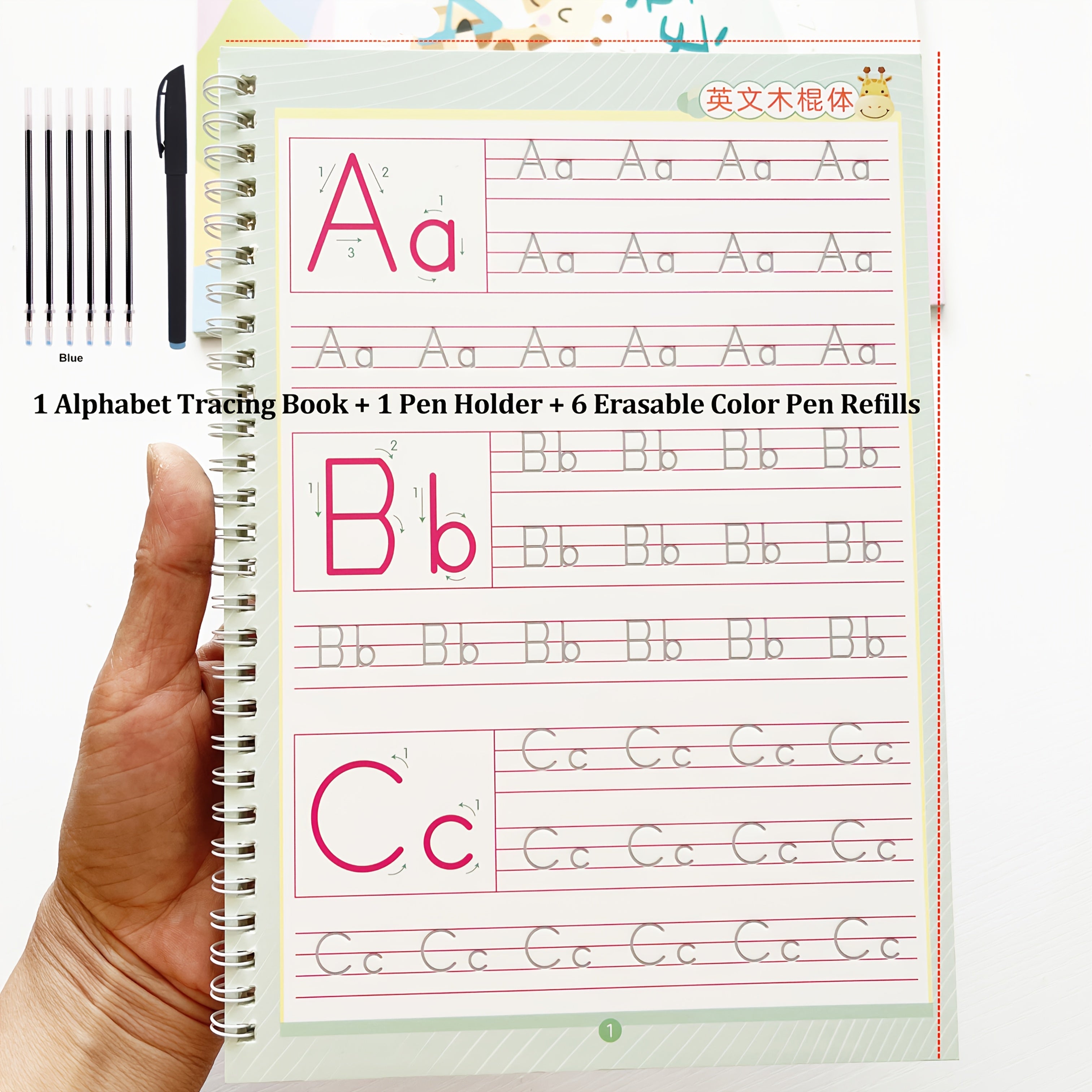 Alphabet Groove Tracing Book Set, Reusable w/ Pen & Refills