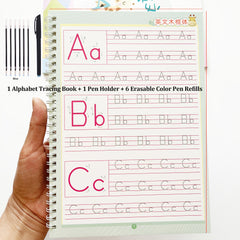 Alphabet Groove Tracing Book Set, Reusable w/ Pen & Refills