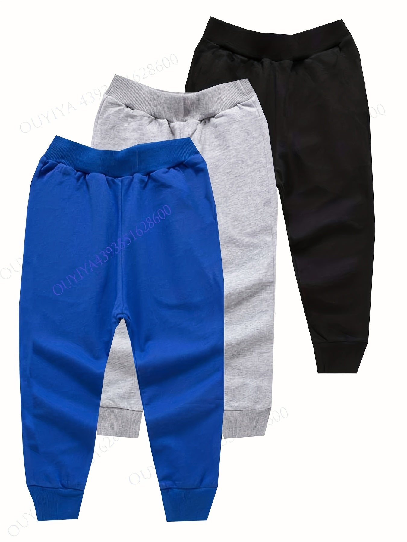 3pcs Boys Active Sweatpants Breathable Jogger Sports Pants