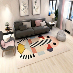 Soft Geometric Area Rug for Bedroom and Living Room