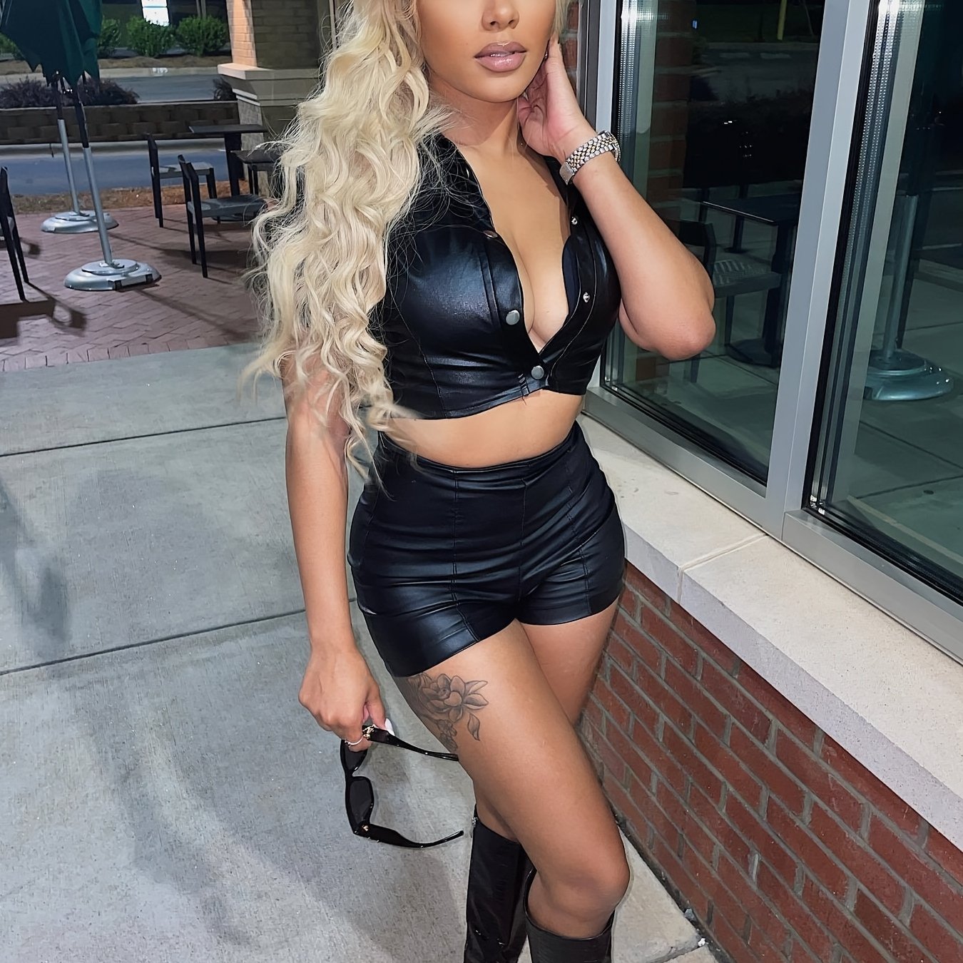 Sexy 2pcs Crop Top & High Waist Shorts Set for Club & Party