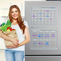 2pcs Transparent Magnetic Refrigerator Board Calendars