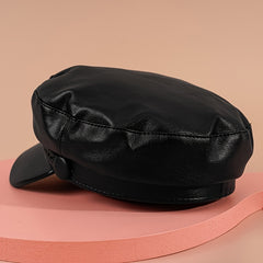 PU Leather Cap Women's Solid Hat Cap Vintage Hats For Weddings Chrismas Year