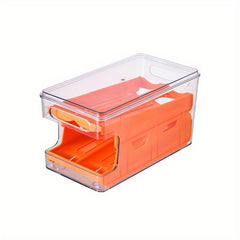 Slide Egg Holder Refrigerator Egg Storage Box Double Layer Stackable Gray Orange