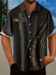 Men's Cross Graphic Print Button Down Tee